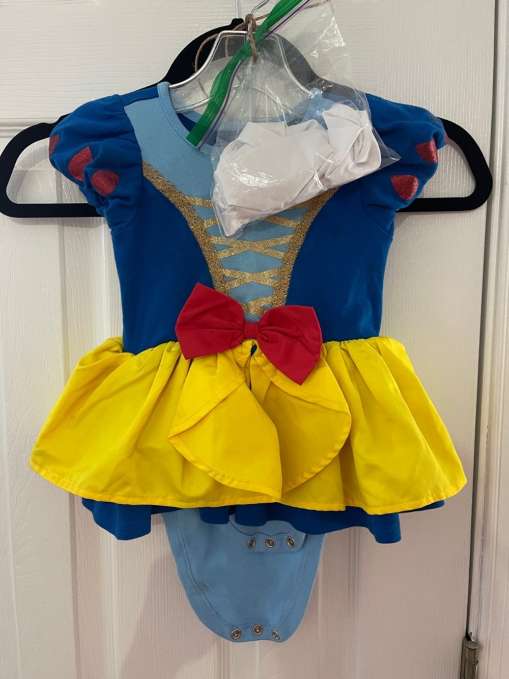 Blue and Yellow Princess Kids Costume with Red Bow